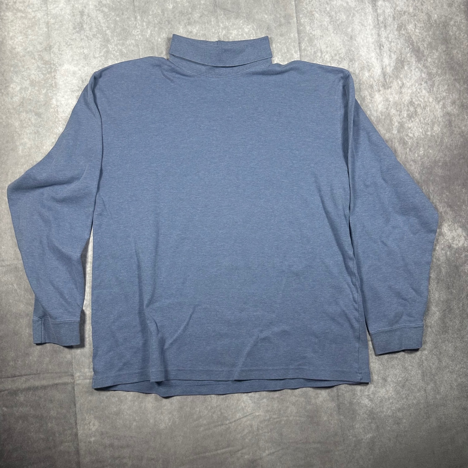 Ll Bean Turtleneck Shirt Mens Xl Regular Blue Heather Long Sleeve Cotton Blend